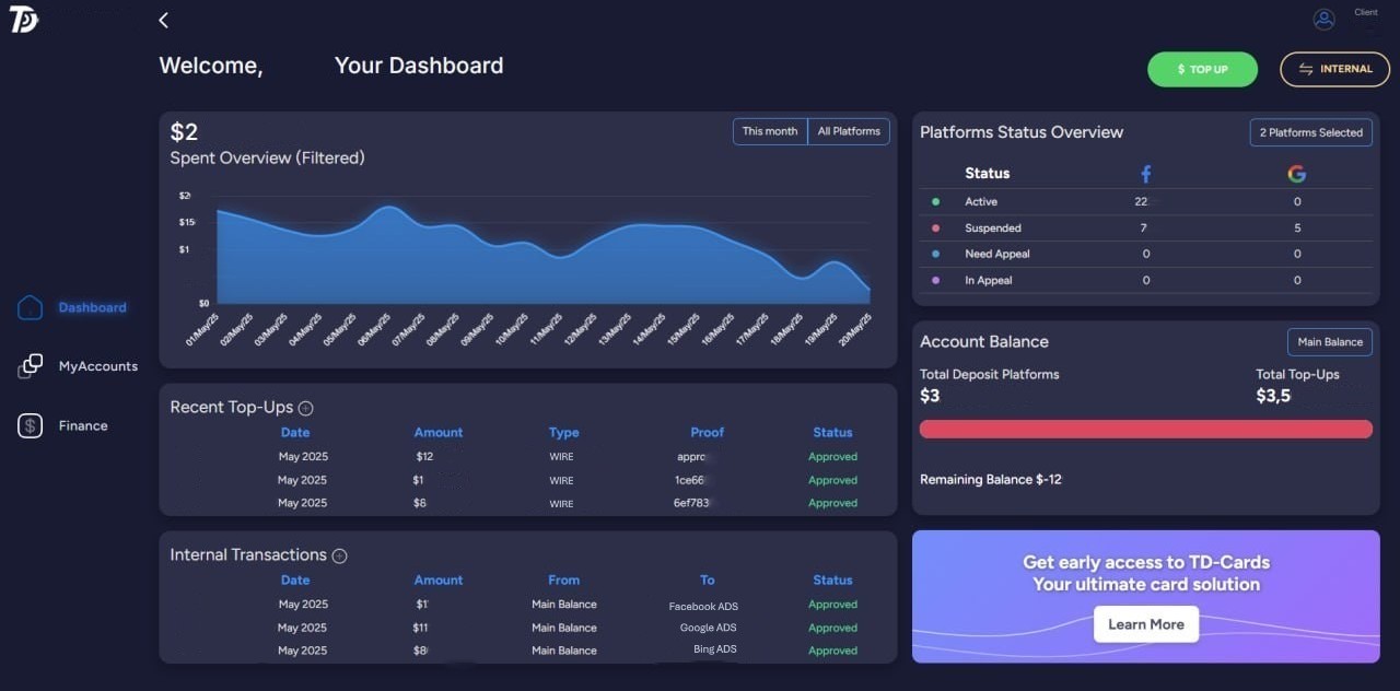 Dashboard Account Management